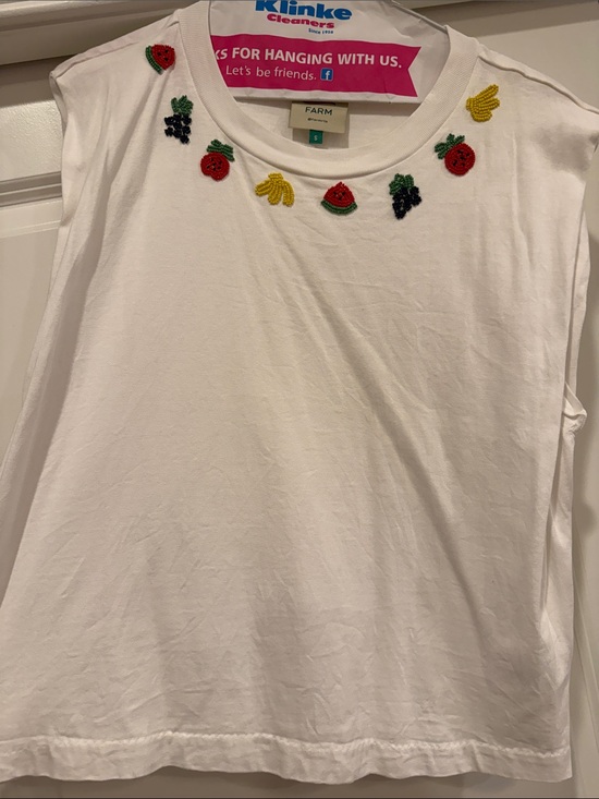 FARM Rio Tops - FARM Rio White Tank Top with Colorful Fruit Embroidery